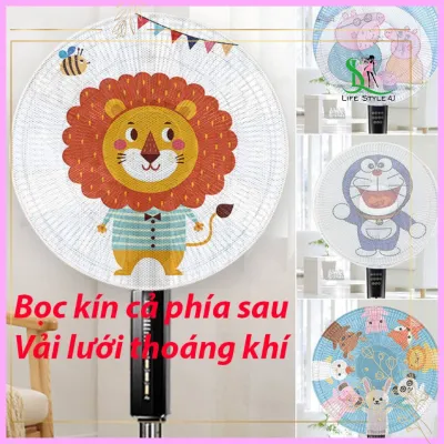 Lưới vải bọc lồng quạt máy có dây rút an toàn cho bé mẫu hoạt hình dễ thương - Life Style 4U