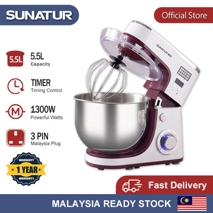 Sunatur Stand Mixer 1300W/5.5L Intelligent Cake Kitchen Blender E-1063A ...