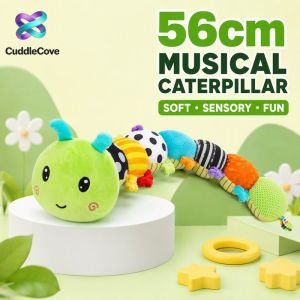 Musical Caterpillar Soft Plush Toy Sensory Rattle Soothing Newborn Infant Toddler Learning Gift