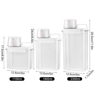 【SG】Airtight Laundry Detergent Dispenser Leak Proof Refillable Storage Container for Powder Softener Bleach Reusable Eco Friendly with Removable Labels Space Saving Easy Pour Designiner with Labels
