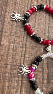 2pcs Halloween Nhện Vòng đeo tay cho phụ nữ người đàn ông từ trái tim vài cá tính Bangles người yêu phụ kiện lễ hội