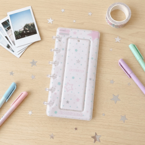 TEWUB 4-Grid Photo Card Holder Cartoon INS mini Photo Card Binder Small Card Booklet Refillable Small Card Storage Book School