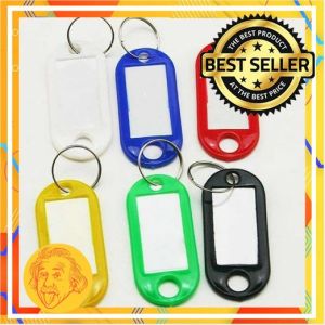 (DAPAT 5PCS) Gantungan Kunci Label Nama Key Ring Warna Tag Plastik Kantor Rumah by Einstein-Store