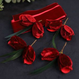 TIMIA For Girls Vintage Photography Hair Accessories Flower Party Headdress Tulip Brid Wedding Headband Velvet Women Hair Bands Korean Headwear