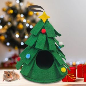 DEQIX Chinchilla Sugar Glider Plush Soft Warm Christmas Tree Pet Tent Hamster House Cave Bed Hideout