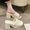 6cm Thick-soled sandals for women, fashionable summer going out high heels #2323. 