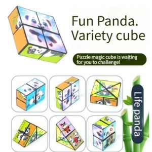 BAYOEMS Flip Puzzle Magic Cube Gift Cute Panda Theme Kids Infinite Flipping Folding Geometric Cube Adults Stress Relief Decompression Toy Birthday Gift Christmas Gift