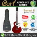 Cort Sunset II Single Cutaway Chambered Mahogany Maple Top HH Pickup Electric Guitar Candy Apple Red (SunsetII). 