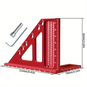 ERMENLED 3D Design Woodworking Layout Square Aluminum Alloy Multipurpose Triangle Measuring Ruler Versatile Miter Scriber Multi Angle Square for Carpentry Layout