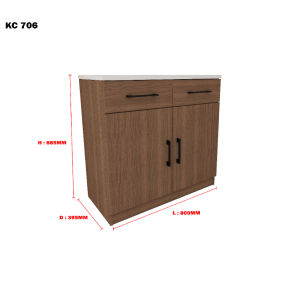 ROAM ARISAN Melamine Table Top 3 Door Kitchen Storage Shoes Cabinet Almari Dapur Kabinet Walnut with Room Leg 10cm