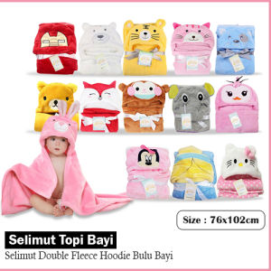 Selimut Topi Bayi Selimut Anak Double Fleece Selimut Hoodie Bulu Bayi 3D