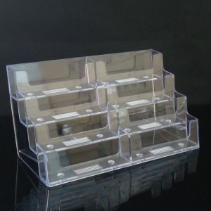 SDAYG Transparent Business Card Box Display Holder 4 Layers Business Card Storage Box Desk Storage Box Plastic Name Card Display Stand Office Supplies