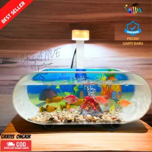 [COD] 1 SET AQUARIUM MINI PVC PLUS POMPA AERATOR DAN LAMPU LED AKUARIUM CUPANG GUPPY DEKORASI AQUARIUM MINIMALIS (M01)