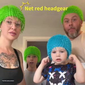 Soft Rubber Prick Ball Cap Funny Hair Cap Size Elastic Toy Unwinding Funny Same Styles Holiday Gift Holiday Party