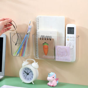 LEI กล่องเก็บของติดผนังโปร่งใสกล่องจัดระเบียบชั้นวางข้างเตียงแบบไม่เจาะติดผนัง