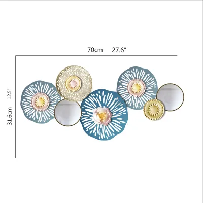 70x30cm Nordic Luxury Mirror And Metal Creative Lotus Leaf Modeling Light Luxury Wall Decoration Iron Hanging Artware