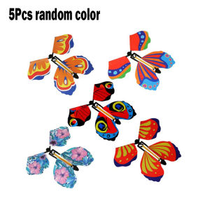 10PCS Magic Flying Butterfly Fairy Flying Toys Winding Rubber Band Wind Up Toy Color Butterfly Bookmark Surpris Gift Decoration