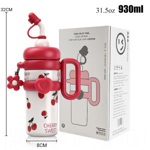HoneyLion - 930ML Insulated Vacuum Flask 316 Stainless Steel Insulated Water Bottle 24H Cold & 12H Hot Leakproof Tumbler with Ergonomic Grip for Office School Gym