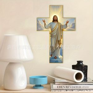 Acrylic wall decor Creative wooden cross Wooden home crafts Living room and bedroom wall lights