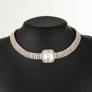 日韩 配饰首饰 多排满钻锁骨链卡脖链女性简约项链N408