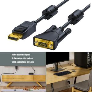 200/300/500cm DisplayPort to VGA Cable 1080P Video Converter Feature Double Magnetic Rings Enjoy Stable Transmission