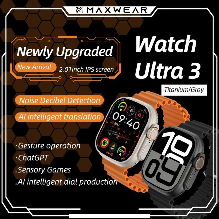 Maxwear Ultra 3 Smart Watch AI Translation Waterproof Fitness GPS Sprorts ChatGPT Health Monitoring Bluetooth Call