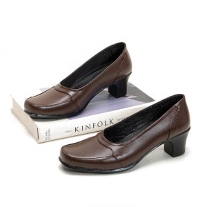 Sepatu Pantofel Wanita Formal Kerja Kantor Kulit  V013 (coklat)
