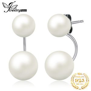JewelryPalace Natural Freshwater Pearl 925 Sterling Silver Jacket Stud Earrings for Women Statement Gemstone Jewelry Birthstone