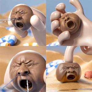 Captivating Yawning Figurine Plastic Beverages Teas Pet with Water Sprays Function Squeezing Ornament Party Decoration