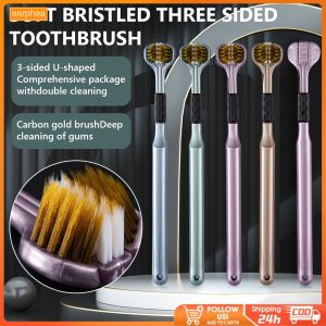 Three-sided Toothrush 4pcs Set 360° Wraparound Cleaning Toothbrush For Adult Toothbrush Family Set Travel Toothbrush Kit Soft Bristle Tooth Brush Deep Cleaning Made In Japan Premium Orthodontic Toothbrush earphea