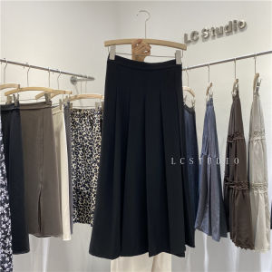 ＜107＞ 2025 Váy Xếp Ly Mùa Thu Váy Tôn Dáng Gầy Cổ Điển Váy Cạp Cao Sành Điệu Cho Nữ