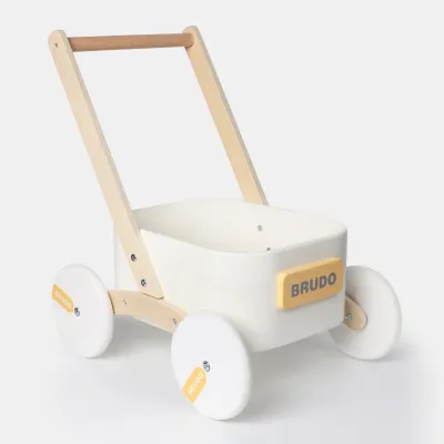 Premium Wooden Baby Push Walker/Pretend Play Trolley Shopping Cart Toy/Kids Stand Learning Walker/Play Wagon with Wheel