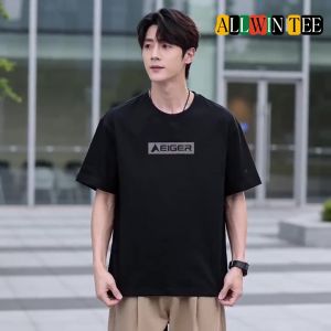 [Cod daily T-shirt] Eiger short T-shirt with grid letter printing outelts cotton T-shirt trendy printed men summer round neck casual short sleeve pure cotton T-shirt with high quality affordable price soft durable fashion tee
