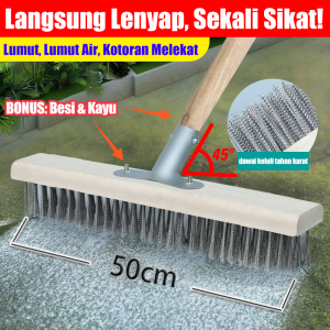 Langsung Lenyap Sekali Sikat! Floor Wire Brush floor brush BONUS: Besi & Kayu penyingkiran Lumut Lumut Air Kotoran Melekat berus lantai Wire For Swimming Pool Steps Corner Tile Bathroom Brush floor cleaner brush