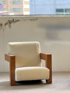 BUNISE รุ่น Film เก้าอี้โซฟาเดี่ยว สไตล์วินเทจวาบิซาบิ โครงไม้จริง บุขนม้า เหมาะสำหรับห้องนั่งเล่นและระเบียง ดีไซน์ดีไซน์เนอร์