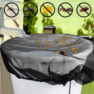 ตาข่ายถังฝนทนทาน 2-in-1 ชุด 2 ชิ้น พร้อมตัวกรองท่อเศษซากและใบไม้ มีเชือกผูก ช่วยให้ถังเก็บน้ำฝนติดตั้งและทำความสะอาดง่าย