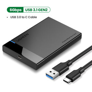 UGREEN USB C Hard Drive Enclosure 2.5 inch USB 3.1 Gen 2 Type C to SATA External Hard Drive Disk Case Adapter Housing for 9.5mm 7mm 2.5 Inch SATA I II III PS4 HDD SSD Up to 10TB