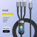 100W 3-in-1 Super Charging Cable 6A Micro USB Type C Fast Charger Type-C Data Cable for Samsung Android iOS Carry On. 