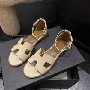 [Free Shipping] H-Shaped Strap Sandals For Women 2025 New Model Outdoor Closed-Back Beach Open-Toe Denim Flat Shoes Roman Slippers For Women