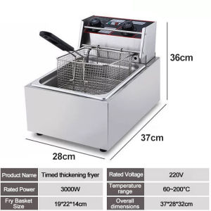 VOLTHUB Electric fryer desktop double cylinder fryer commercial french fry fryer thickened single cylinder fryer stainless steel material