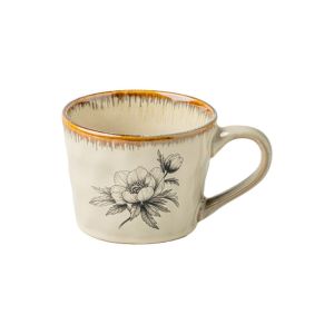 DUY26 Microwave Safe Ceramic Coffee Cup Non-slip 385ml Antique Style Mug Porcelain Comfortable Grip Breakfast Cup Kitchen