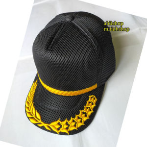 Topi Padi Kapas Full Bordir /Topi Hitam Jala Doble Mes/Topi Hitam Kekinian