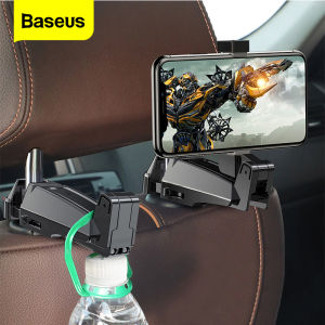 BASEUS 2 in 1 Car Headrest Hook กับที่วางโทรศัพท์เบาะหลัง Hook สําหรับกระเป๋าถือ Fastener Backseat Organizer คลิปมัลติฟังก์ชั่นอุปกรณ์เสริมในรถยนต์