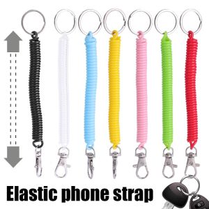 5PCS Plastic Spring Rope Keychain Spring Keychain Extendable Anti Loss Rope Spring Hanging Decoration Chain Key Chain