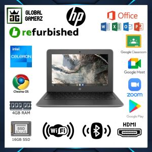 Murah Laptop For Student And Office Use HP 11 G5 Chromebook [ Intel Celeron | 4GB DDR3 Ram | 16GB SSD | WiFi | Webcam | ChromeOS Play Store | 11.6" inch Display]