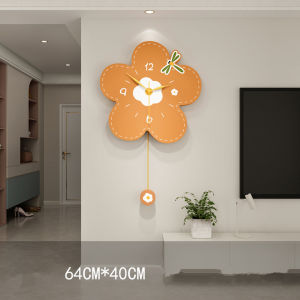 Minimalist Nordic Series Swing Wall Clock Hot Sale Home Living Room Simple and Fashion Mute Creative Vintage Clock Art Flower Decorations 40x64cm