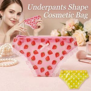 CHUN053634 Underpants Shape Cosmetic Bag PVC Y2K Strawberry Makeup Storage Pouch Polka Dots Toiletry Bag Storage Bag Charm