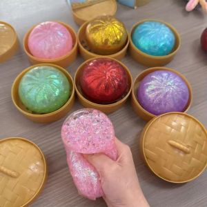 Glitter Dumpling Squishies Glitter Dumpling Squishy with Box Dumplings Sensory Pressure Toy for Stress Relief