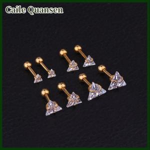 Caile 1คู่3 4 5 6มม. เจาะกระดูกอ่อนเกลียวสามเหลี่ยมสตั๊ดหอยสังข์แนบหูต่างหูไทเทเนียมเครื่องประดับเจาะเหล็ก