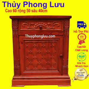 Tủ táp đầu giường 1 cánh 1 ngăn kéo gỗ hương cỡ 60x50x40cm